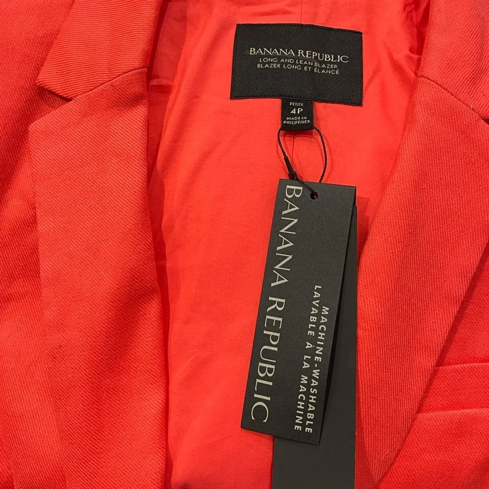 Banana Republic Long and Lean Linen Cotton Button Blazer